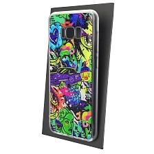 Чехол накладка для SAMSUNG Galaxy S8 Plus (SM-G955), силикон, глянцевый, блестки, рисунок Граффити