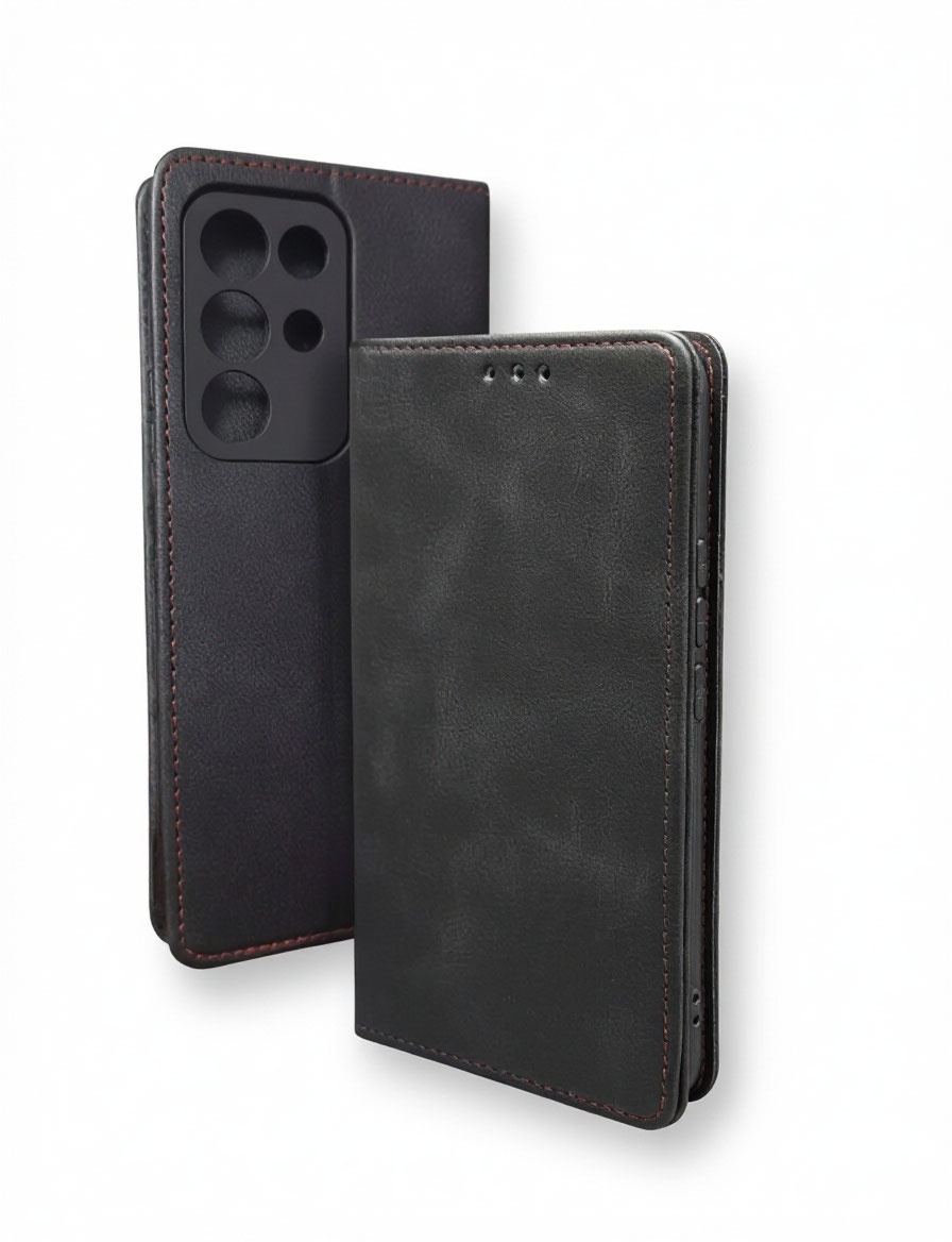 Чехол книжка WQ для Realme C85, экокожа, визитница, цвет черный