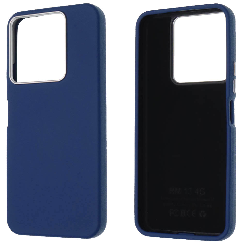 Чехол накладка для XIAOMI Redmi 13, POCO M6, силикон, пластик, текстура кожи, бархат, цвет темно синий