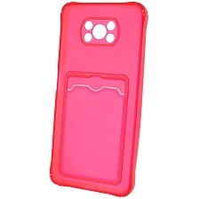 Чехол накладка для XIAOMI POCO X3, POCO X3 PRO, силикон, отдел для карт, цвет фуксия