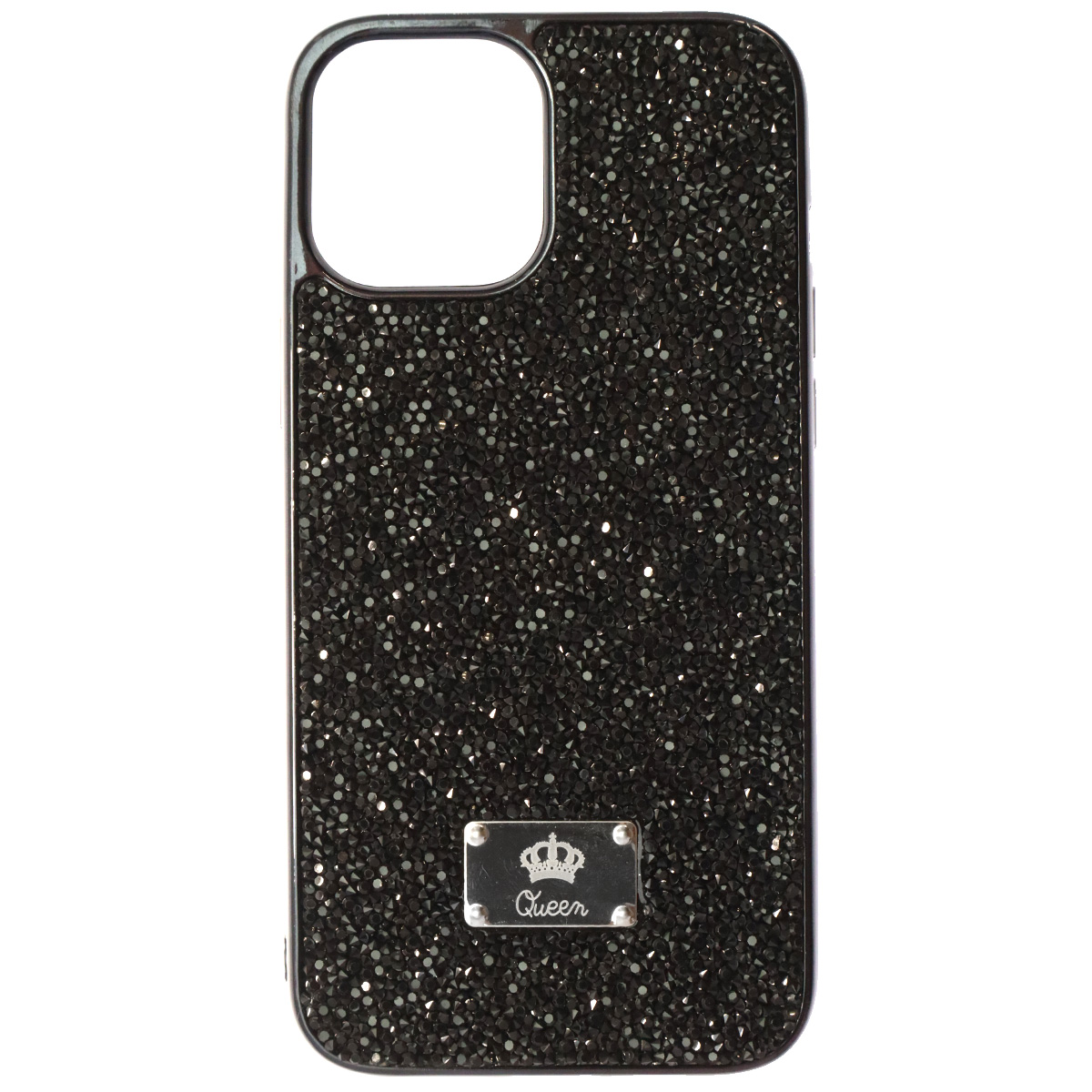 Чехол накладка Queen для APPLE iPhone 12 Pro MAX (6.7"), силикон, стразы, цвет черный Чехол накладка Queen для APPLE iPhone 12 Pro MAX (6.7"), силикон, стразы, цвет черный