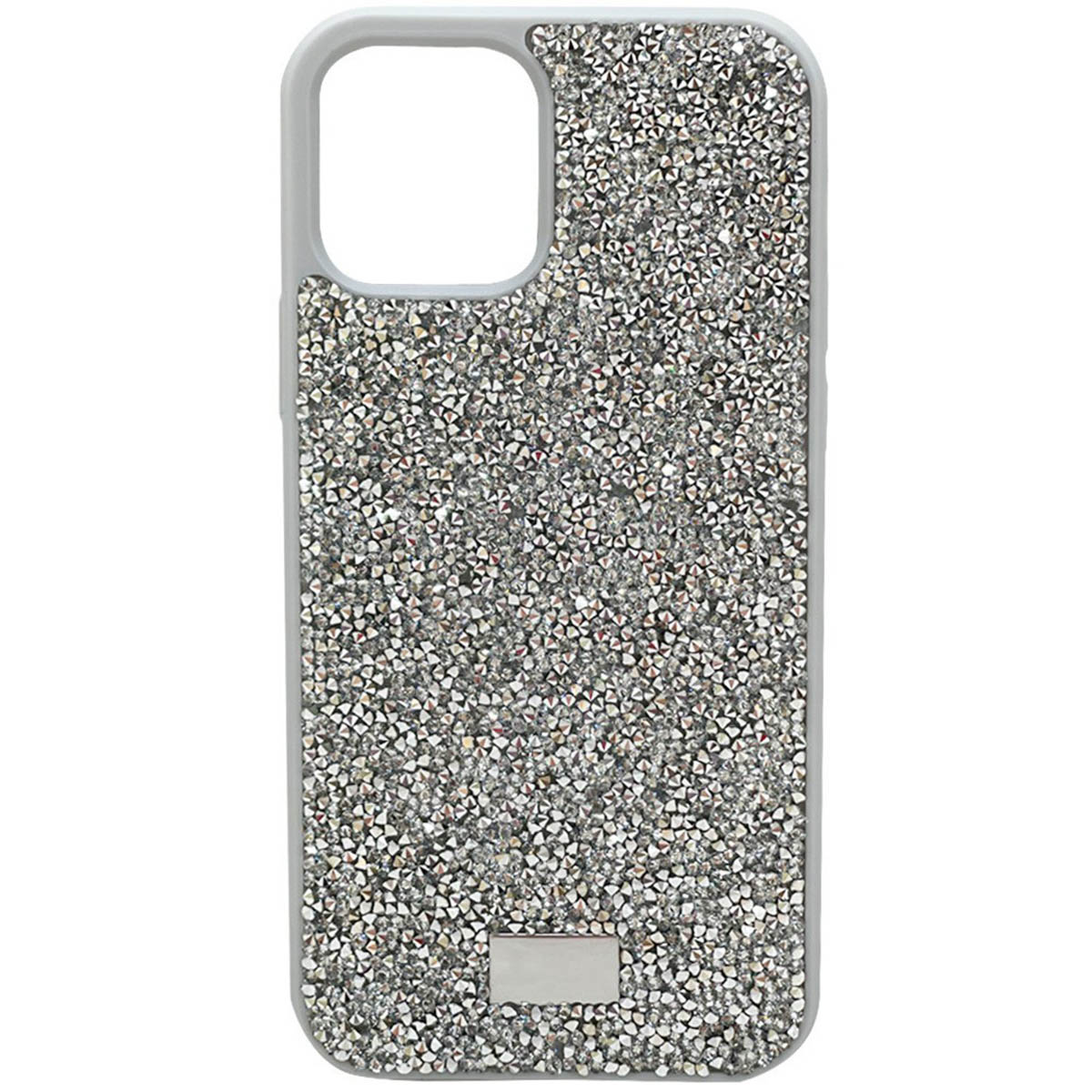 Чехол накладка для APPLE iPhone 12 mini (5.4"), стразы, цвет серебристый