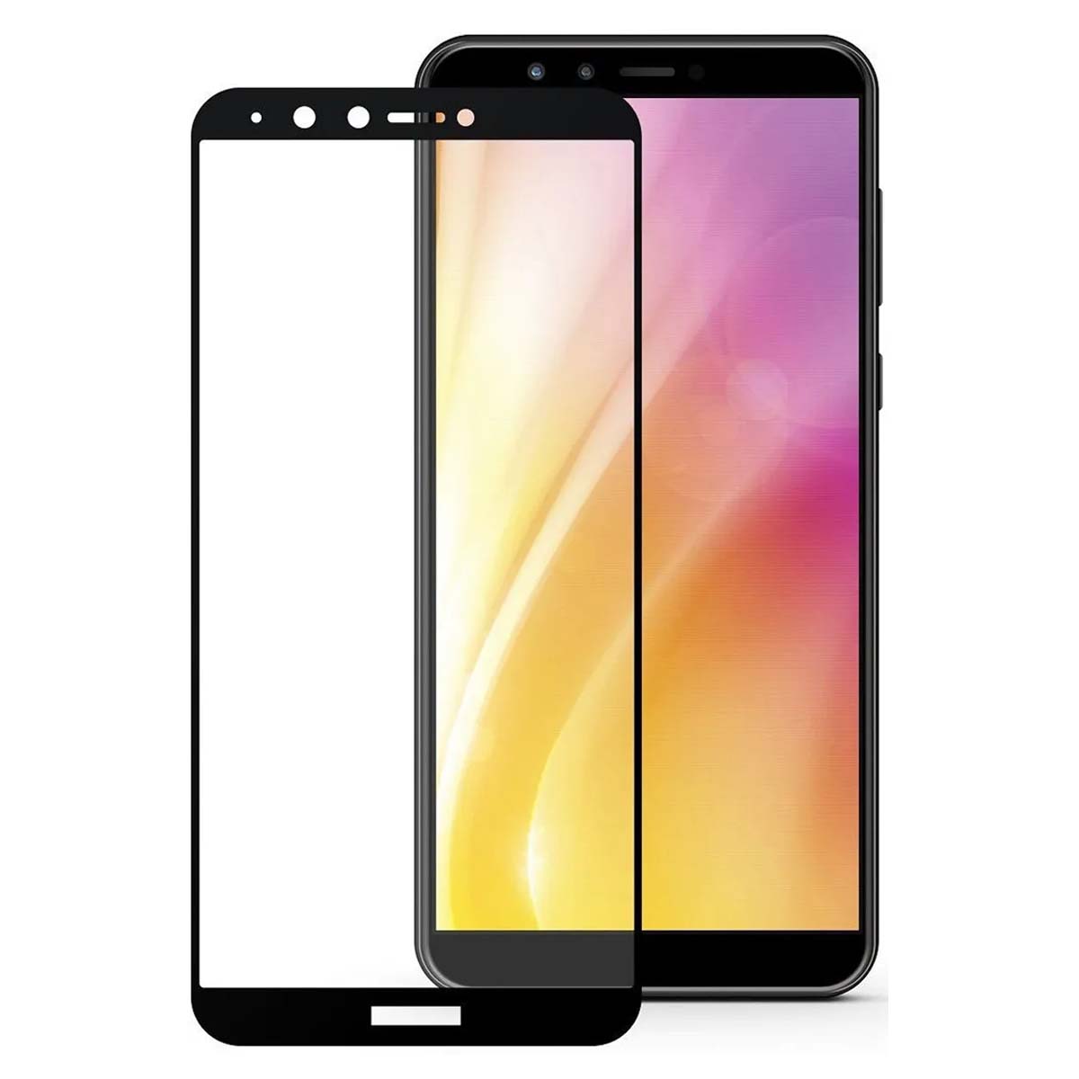 Защитное стекло 2D для Huawei Honor Y9 2018, цвет окантовки черный