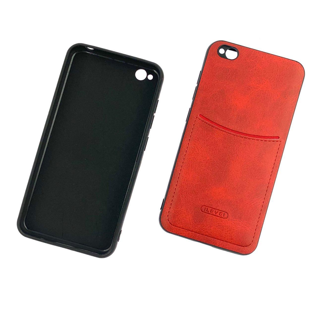 Чехол накладка для XIAOMI REDMI GO, силикон, визитница, экокожа, цвет красный. Чехол накладка для XIAOMI REDMI GO, силикон, визитница, экокожа, цвет красный.