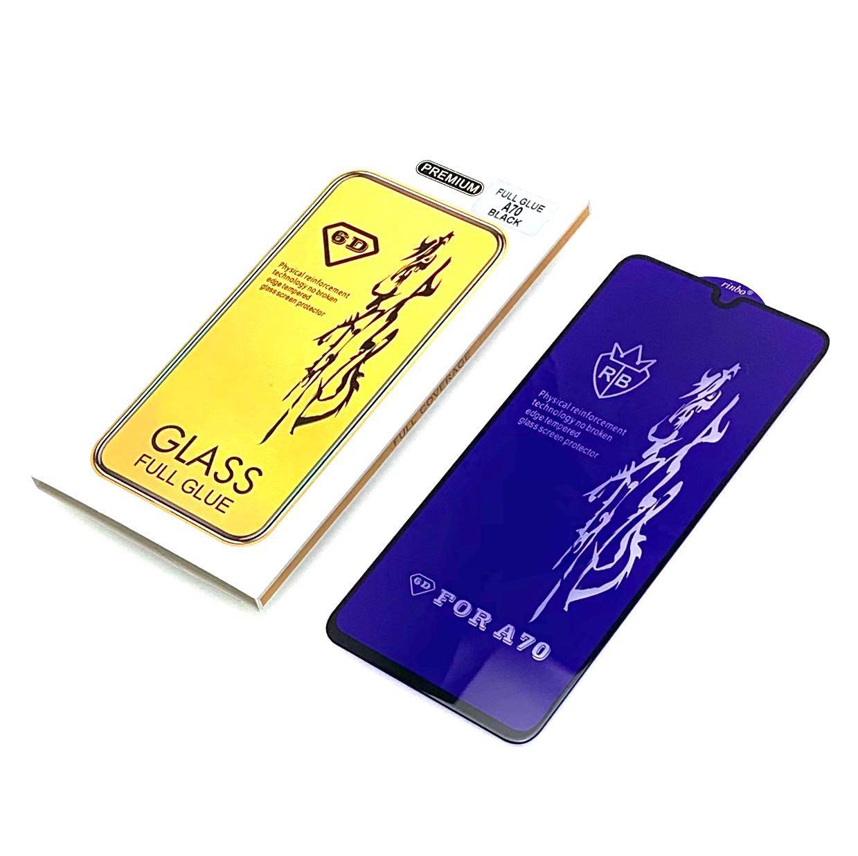 Защитное стекло "6D" GLASS FULL GLUE для SAMSUNG Galaxy A70 (SM-A705), A70s (SM-A707), XIAOMI Redmi 9A, Redmi 9C, цвет канта черный