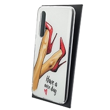 Чехол накладка для XIAOMI Mi 9 SE, силикон, глянцевый, блестки, рисунок Have a nice day