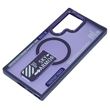 Чехол накладка Sky Armor с поддержкой MagSafe для SAMSUNG Galaxy S24 Ultra, подставка, матовый, цвет фиолетовый Чехол накладка Sky Armor с поддержкой MagSafe для SAMSUNG Galaxy S24 Ultra, подставка, матовый, цвет фиолетовый