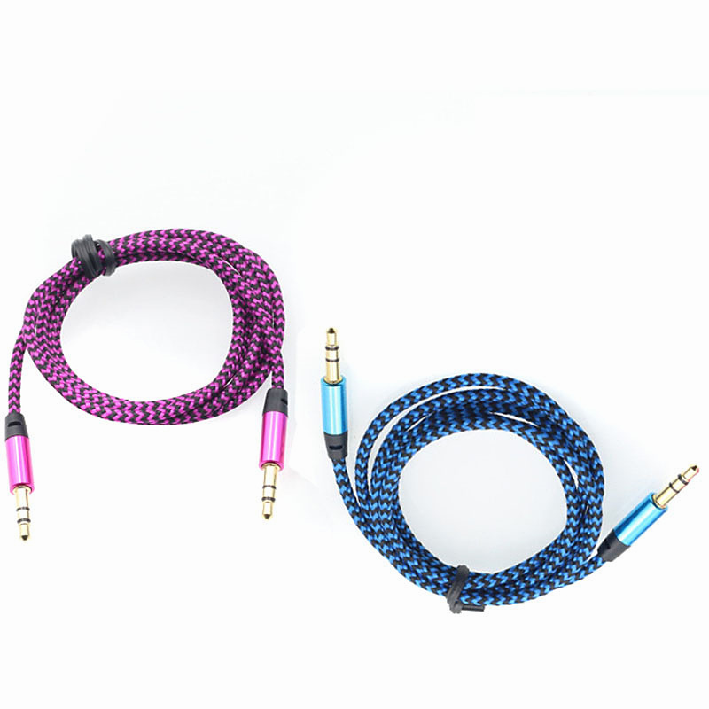 Аудио-кабель, 3.5 мм, ткань, пластик, 0.95 м, круглый, фиолетовый, техническая упаковка.