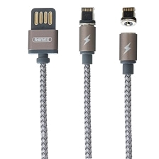 USB магнитный кабель REMAX Gravity Series Cable RC-095i Apple 8 pin, оплетка, цвет серебристый | Последняя цена