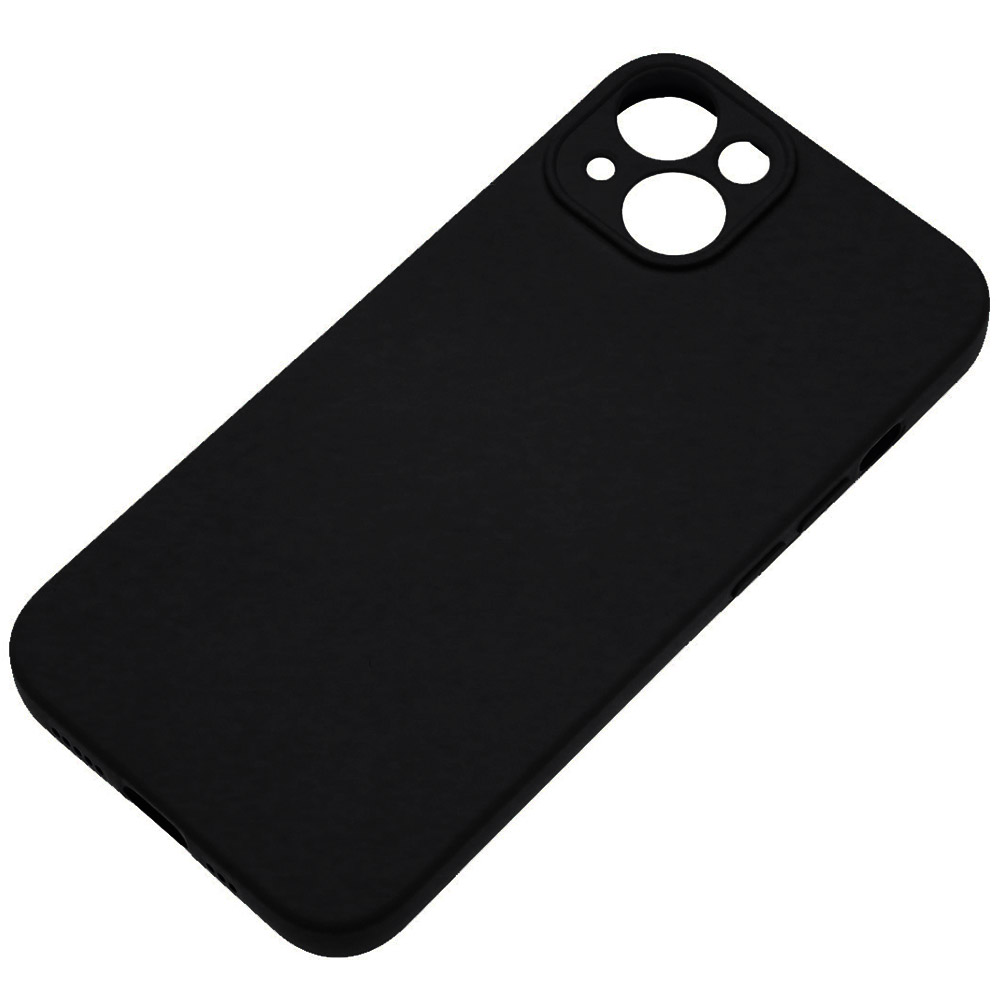 Чехол накладка Silicone Case для APPLE iPhone 14, защита камеры, силикон, бархат, цвет черный