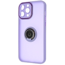 Чехол накладка KING для APPLE iPhone 13 Pro Max (6.7"), силикон, пластик, кольцо держатель, защита камеры, цвет окантовки сиреневый
