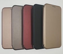 Чехол-книжка на силиконовой основе для SAMSUNG GALAXY A7 (2018) материал экокожа цвет золотой.