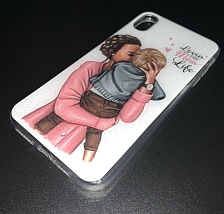 Чехол накладка для APPLE iPhone XS MAX, силикон, рисунок LOVIN THE MOM LOVE.