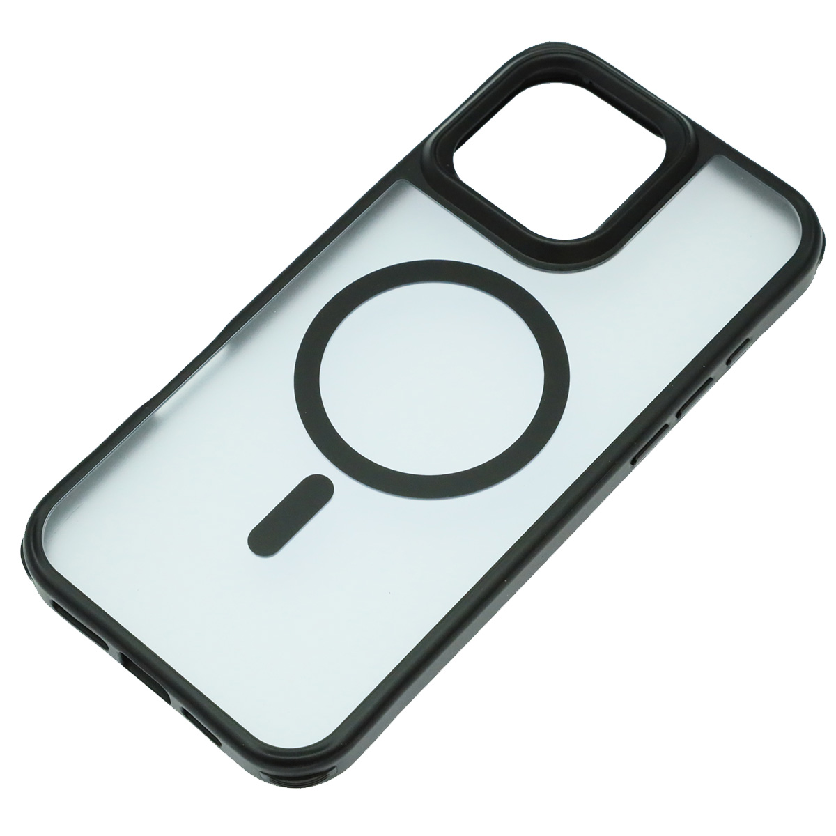 Чехол накладка Sky Armor с поддержкой MagSafe для APPLE iPhone 16 Pro Max, сменные уголки для шнурка, прозрачный, цвет окантовки черный