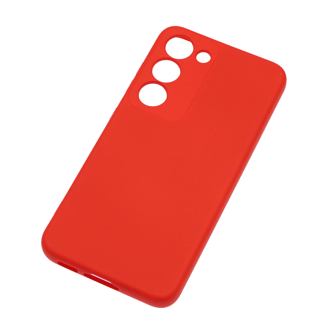 Чехол накладка Silicon Cover для SAMSUNG Galaxy S23, защита камеры, силикон, бархат, цвет красный