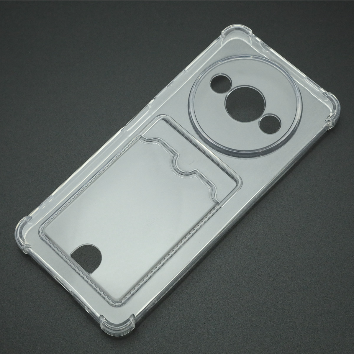 Чехол накладка CARD CASE для XIAOMI Redmi A3, Redmi A3x, POCO C61, защита камеры, силикон, отдел для карт, прозрачный