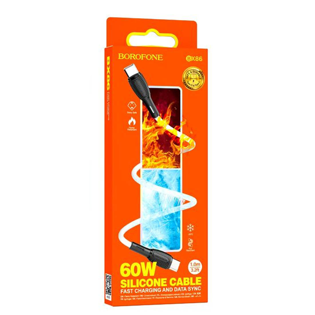 Кабель BOROFONE BX86 Advantage USB Type C на USB Type C, 60W, длина 1 метр, цвет белый