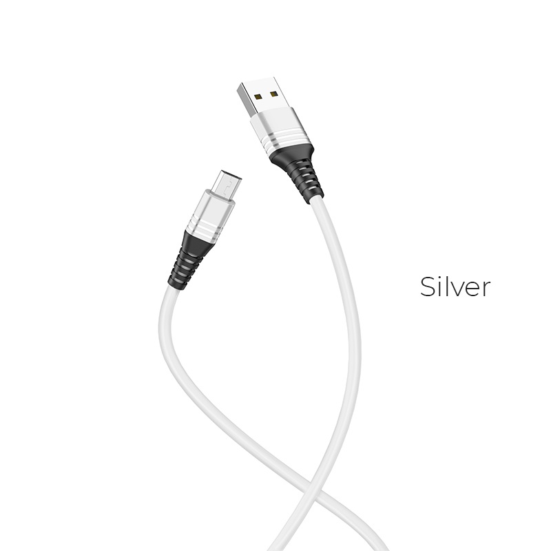 HOCO U46 Tricyclic кабель для зарядки и передачи данных USB для Micro USB, длина 1 метр, ток до 2А, оплетка TPE, цвет серый.