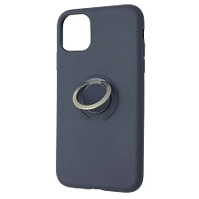 Чехол накладка RING для APPLE iPhone 11, силикон, кольцо держатель, цвет темно синий