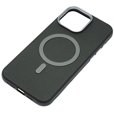 Чехол накладка Cabbeen с поддержкой MagSafe для APPLE iPhone 15 Pro Max, экокожа, цвет черный