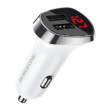АЗУ (Автомобильное зарядное устройство) BOROFONE BZ15 Auspicious, 12W, 2.4A, 2 USB, цвет белый АЗУ (Автомобильное зарядное устройство) BOROFONE BZ15 Auspicious, 12W, 2.4A, 2 USB, цвет белый