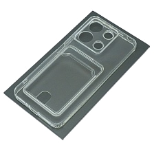 Чехол накладка CARD CASE для XIAOMI Redmi Note 13 4G, защита камеры, силикон, отдел для карт, цвет прозрачный