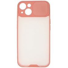 Чехол накладка LIFE TIME для APPLE iPhone 13 (6.1), силикон, пластик, матовый, со шторкой для защиты задней камеры, цвет окантовки розовый