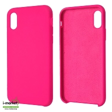 Чехол накладка Silicon Case для APPLE iPhone X, iPhone XS, силикон, бархат, цвет фуксия