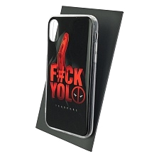 Чехол накладка для APPLE iPhone X, iPhone XS, силикон, глянцевый, рисунок FCK YOLO DEADPOOL