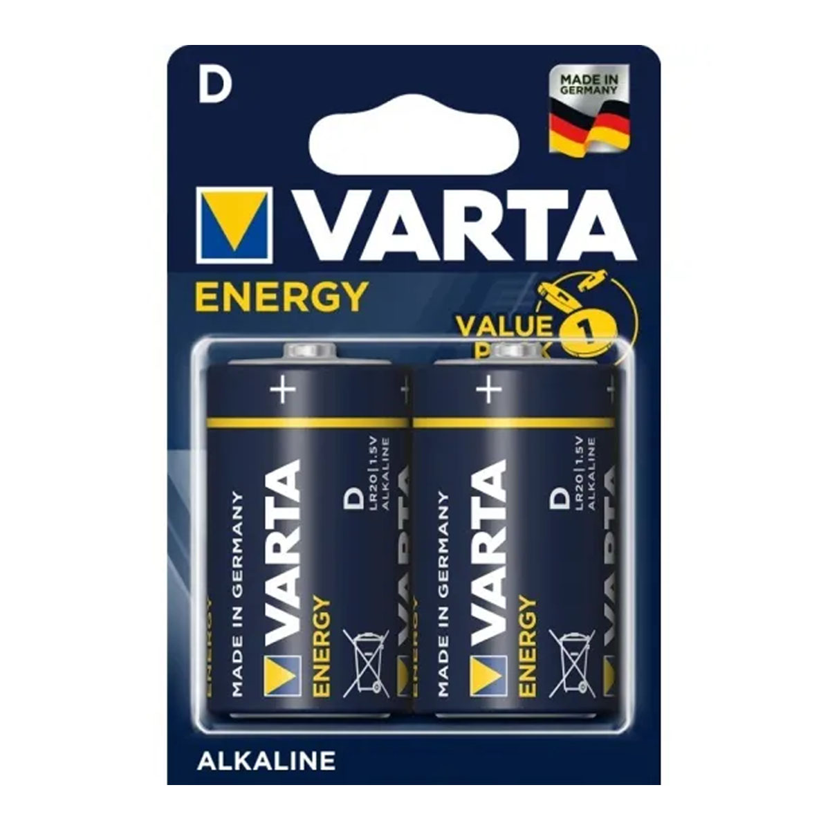 Батарейка VARTA ENERGY LR20 D BL2 Alkaline 1.5V