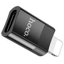 Адаптер, переходник OTG HOCO UA17 Lightning 8 pin (папа) на USB Type C (мама), 2A, цвет черный Адаптер, переходник OTG HOCO UA17 Lightning 8 pin (папа) на USB Type C (мама), 2A, цвет черный