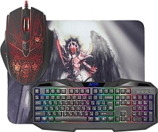 Игровой набор мышь, клавиатура, ковер Defender Anger MKP-019 RU, с подсветкой, цвет черный