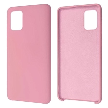 Чехол накладка Silicon Cover для SAMSUNG Galaxy A71 (SM-A715), силикон, бархат, цвет светло розовый