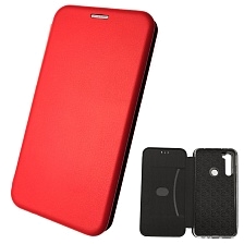 Чехол книжка для XIAOMI Redmi Note 8, экокожа, силикон, визитница, цвет красный.