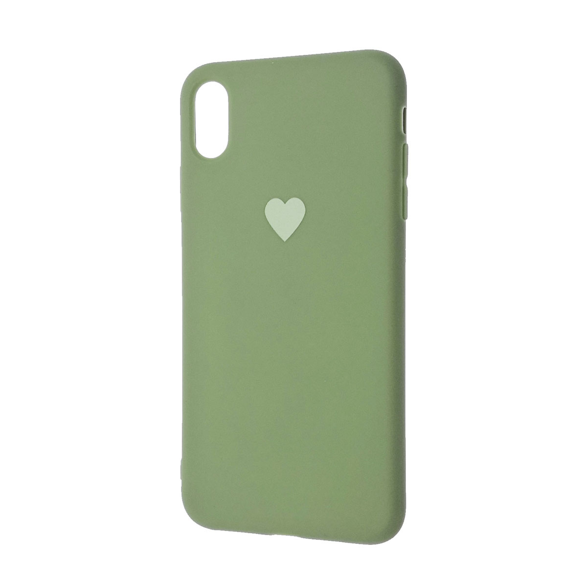 Чехол накладка для APPLE iPhone XS Max, силикон, матовый, рисунок Зеленое сердце.