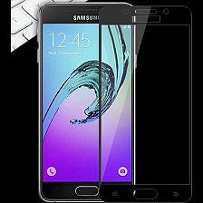 Стекло защитное "4D" для Samsung A3 (2016) в техпаке, цвет черный.