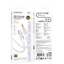 Аудио кабель, переходник BOROFONE BL22 Dignity USB Type C на AUX (Jack 3.5 мм), длина 1 метр, цвет белый Аудио кабель, переходник BOROFONE BL22 Dignity USB Type C на AUX (Jack 3.5 мм), длина 1 метр, цвет белый