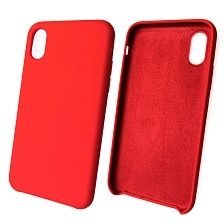 Чехол накладка Silicon Case для APPLE iPhone X, iPhone XS, силикон, бархат, цвет красный