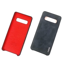 Чехол накладка X-Level VINTAGE для SAMSUNG Galaxy S10 Plus (SM-G975), экокожа, силикон, цвет черный.