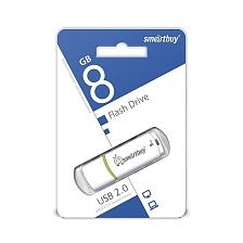 Флешка USB 2.0 8GB SMARTBUY Crown, цвет белый