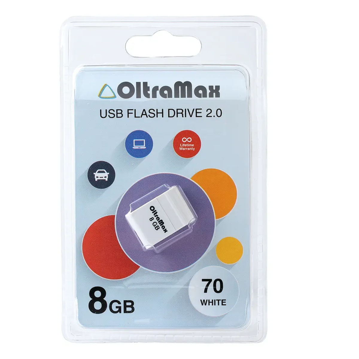 Флешка USB 2.0 8GB OltraMax 70, цвет белый
