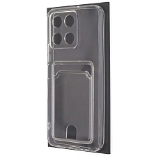Чехол накладка CARD CASE для HUAWEI Honor X6a, силикон, отдел для карт, цвет прозрачный