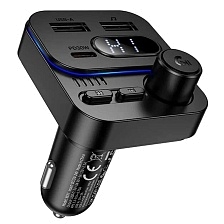АЗУ (Автомобильное зарядное устройство) BOROFONE BC61 Ocean с FM трансмиттером, 45W, Bluetooth, 2 USB, 1 USB Type-C, QC3.0, PD30W, цвет черный