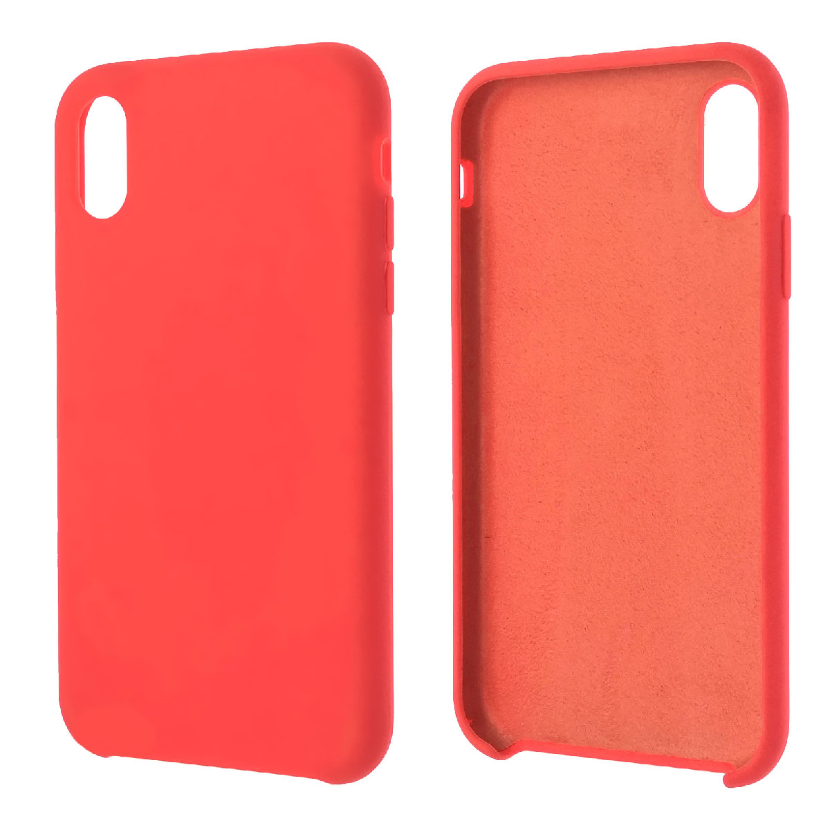 Чехол накладка Silicon Case для APPLE iPhone XR, силикон, бархат, цвет коралово розовый