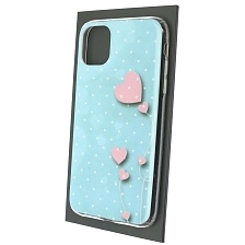 Чехол накладка для APPLE iPhone 11, силикон, рисунок Розовые сердечки