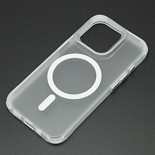 Чехол накладка Sky Armor с поддержкой MagSafe для APPLE iPhone 15 Pro, сменные уголки для шнурка, прозрачный, цвет окантовки белый