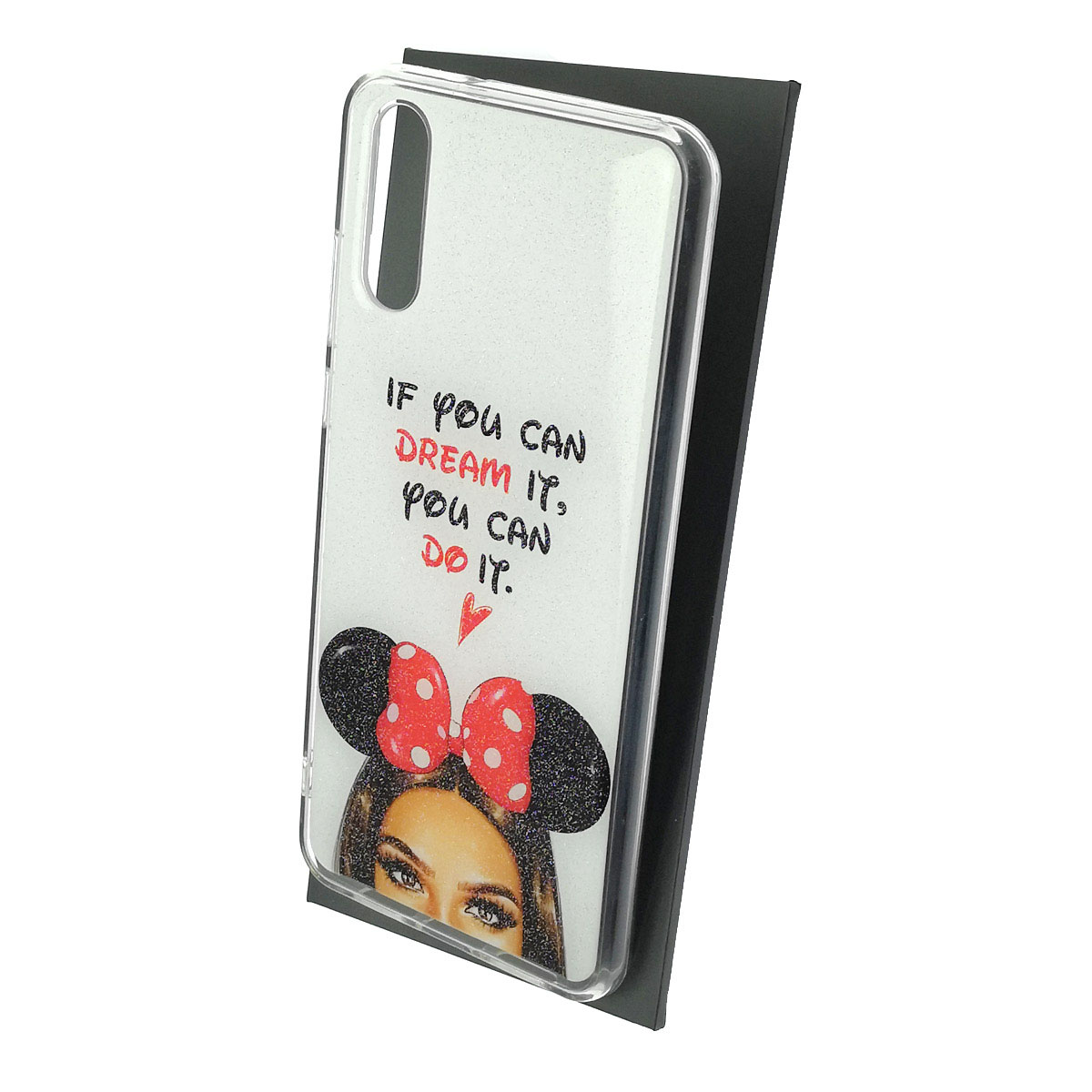 Чехол накладка для HUAWEI P20, силикон, блестки, глянцевый, рисунок If you can dream it Чехол накладка для HUAWEI P20, силикон, блестки, глянцевый, рисунок If you can dream it
