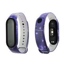 Сменный ремешок для фитнес браслета, смарт часов XIAOMI Mi Band 5, рисунок фиолетовый Космос.