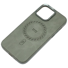 Чехол накладка Modern Stylish с поддержкой MagSafe для APPLE iPhone 14 Pro Max, защита камеры, подставка, экокожа, бархат, цвет серый Чехол накладка Modern Stylish с поддержкой MagSafe для APPLE iPhone 14 Pro Max, защита камеры, подставка, экокожа, бархат, цвет серый