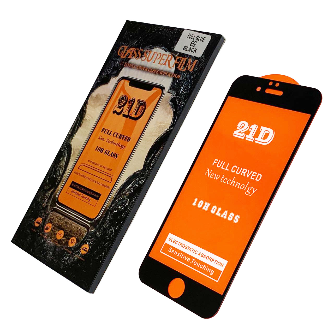 Защитное стекло 21D для APPLE iPhone 6, iPhone 6G, iPhone 6S (4.7"), цвет окантовки черный